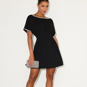 Lulu's Black Mini Dress with Silver Accents